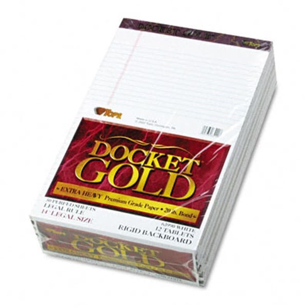 Tops Tops 63990 Docket Gold Ruled Perforated Pad Legal Rule/Size WE 12 50-Sheet Pads Pack 63990 - main